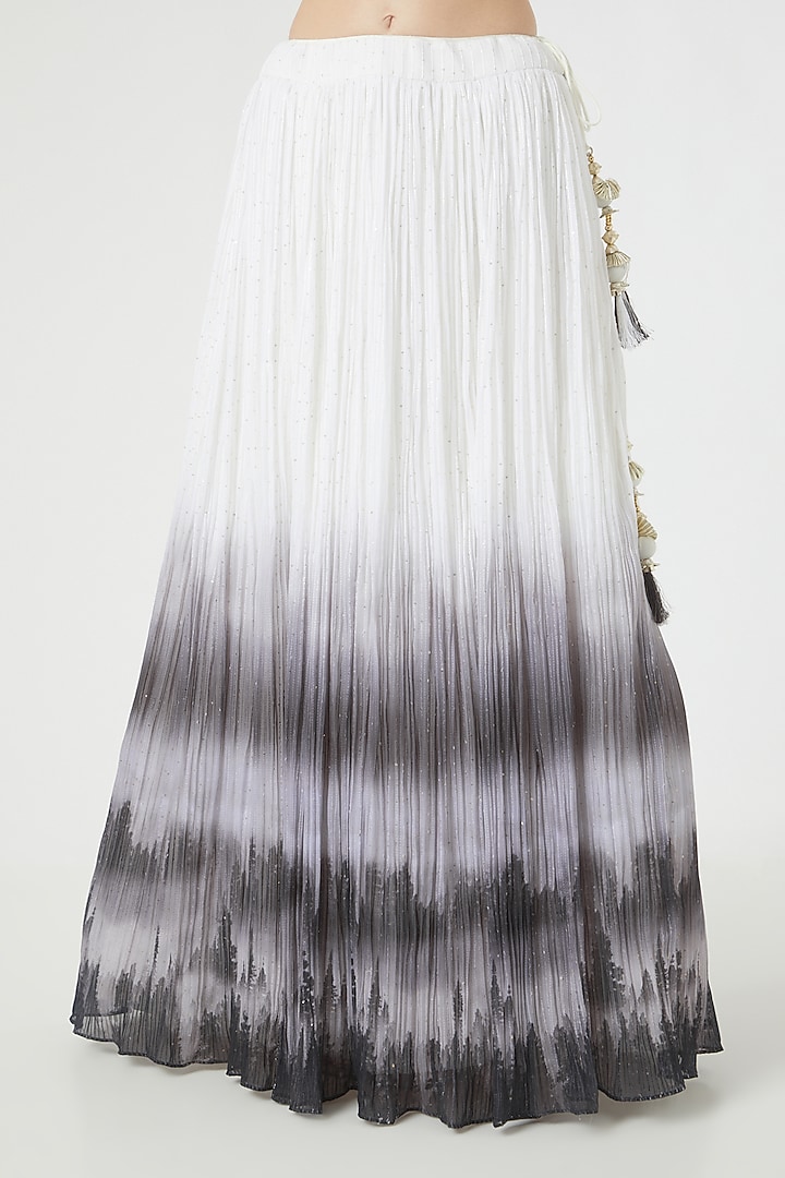 White & Black Ombre Georgette Lehenga Set For Girls by Soniya G KIDS at Pernia's Pop Up Shop