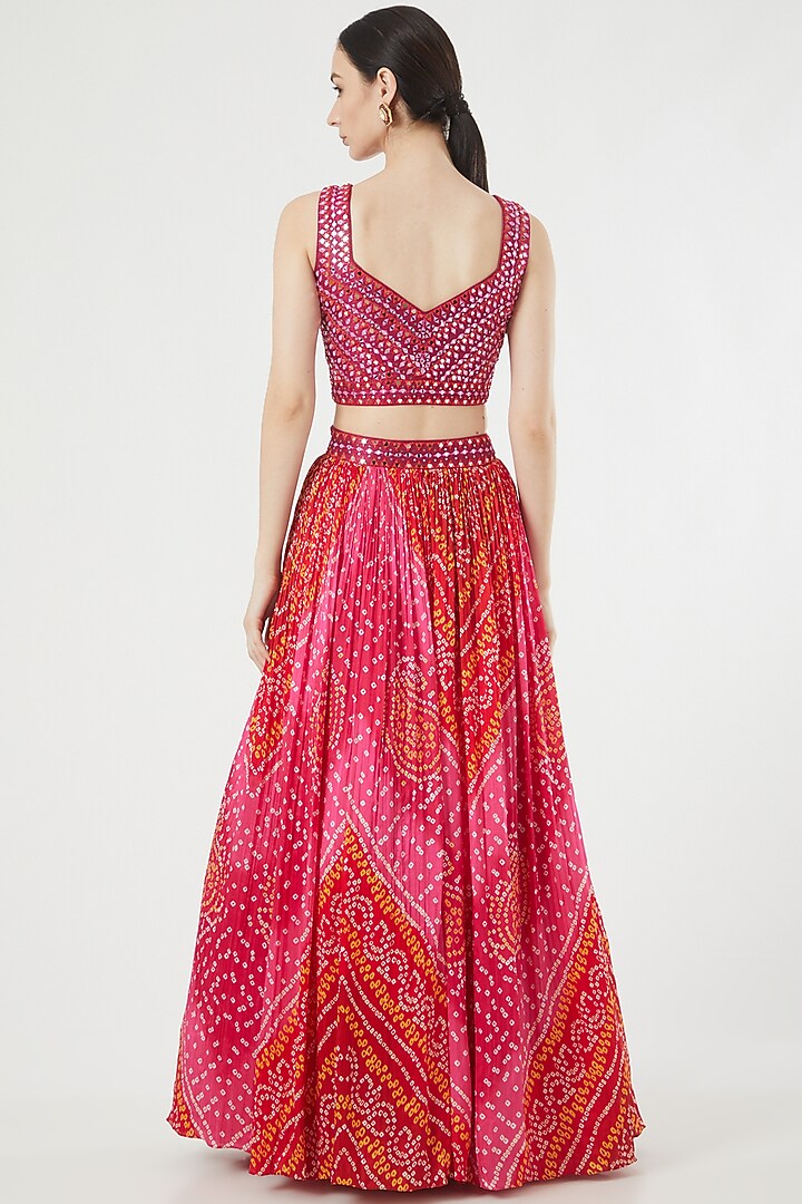 Red & Orange Georgette Printed Lehenga Set For Girls by Soniya G KIDS at Pernia's Pop Up Shop