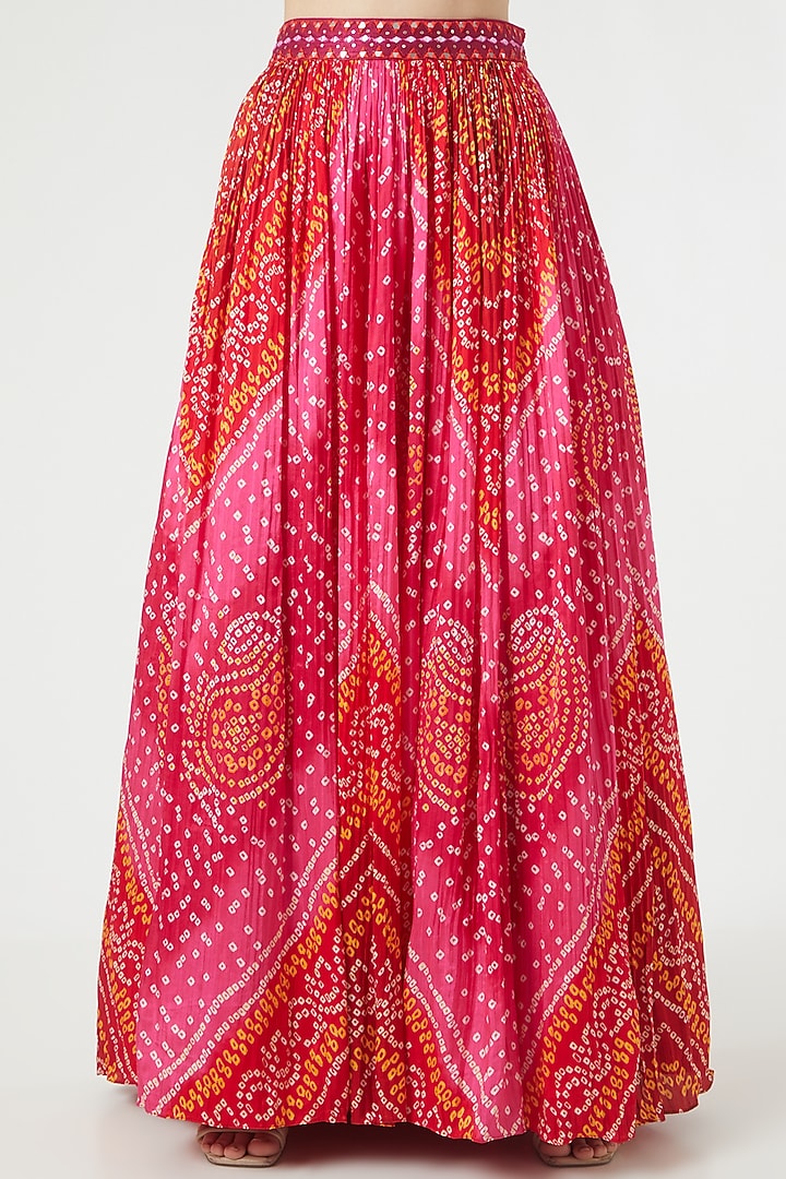 Red & Orange Georgette Printed Lehenga Set For Girls by Soniya G KIDS at Pernia's Pop Up Shop