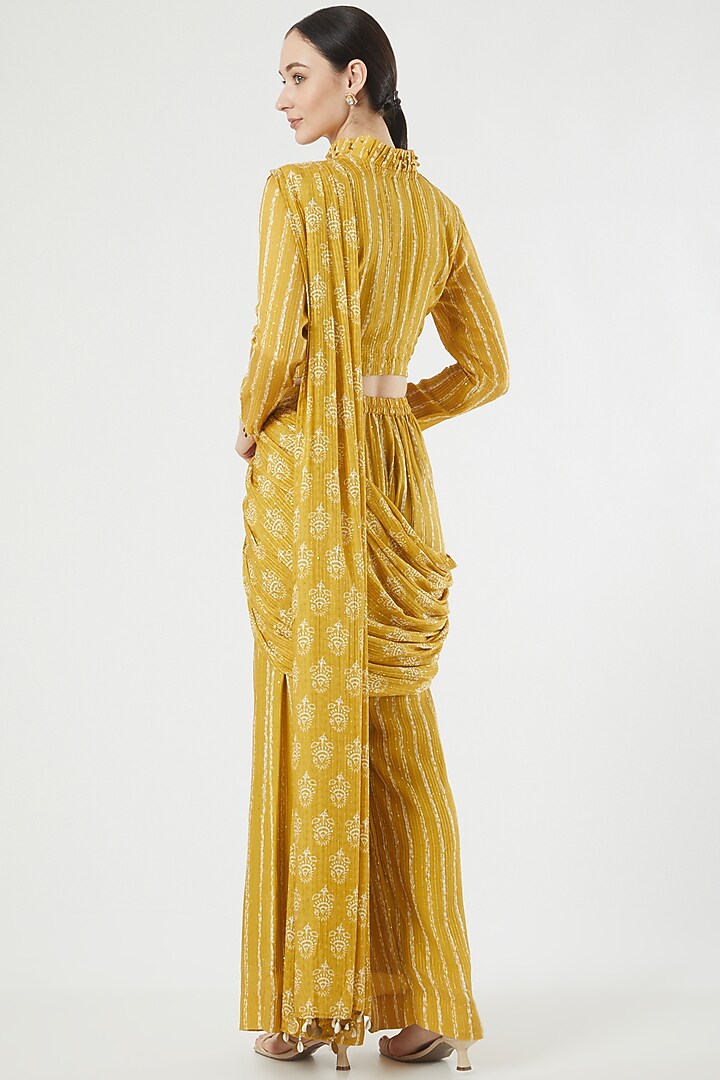 Mustard Cotton Printed Pant Set For Girls by Soniya G KIDS at Pernia's Pop Up Shop