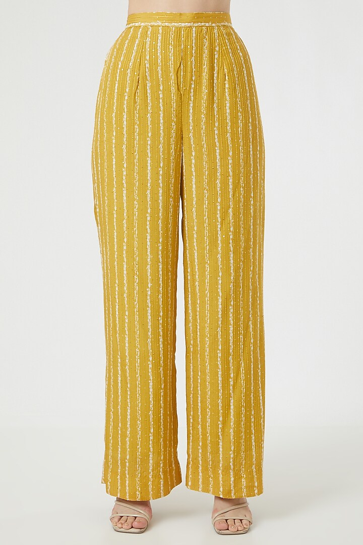 Mustard Cotton Printed Pant Set For Girls by Soniya G KIDS at Pernia's Pop Up Shop