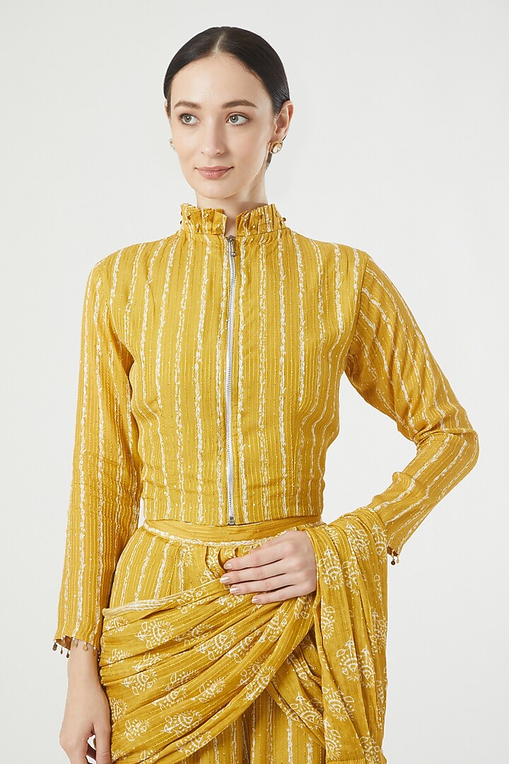 Mustard Cotton Printed Pant Set For Girls by Soniya G KIDS at Pernia's Pop Up Shop
