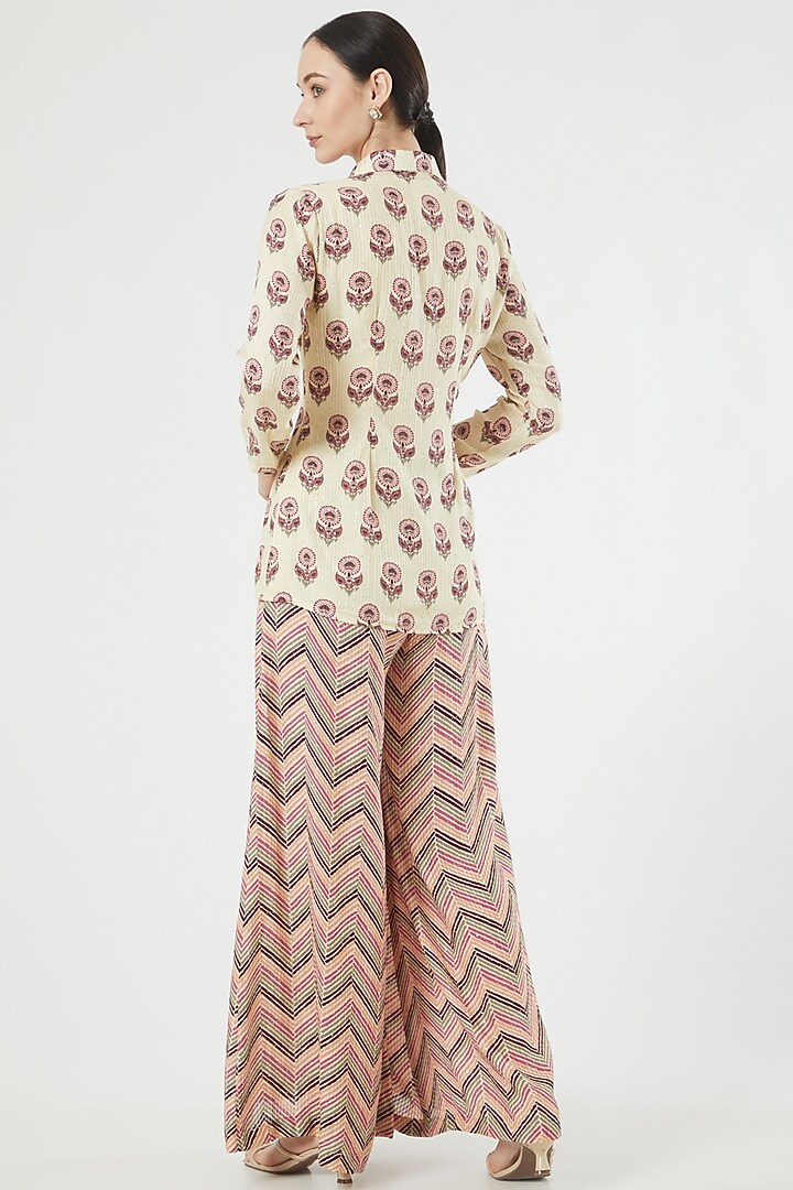 Pink Cotton Printed Pant Set For Girls by Soniya G KIDS at Pernia's Pop Up Shop