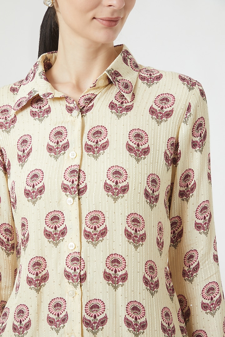 Pink Cotton Printed Pant Set For Girls by Soniya G KIDS at Pernia's Pop Up Shop