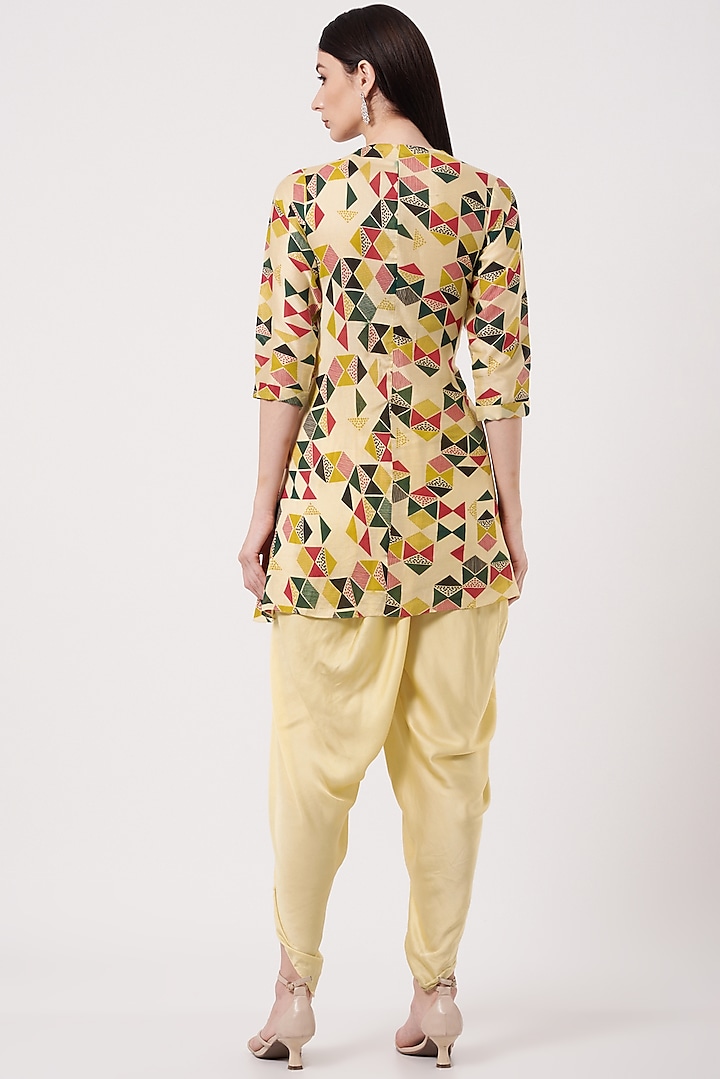 Yellow Silk Harem Pant Set For Girls by Soniya G KIDS