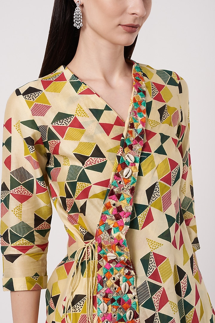 Yellow Silk Harem Pant Set For Girls by Soniya G KIDS at Pernia's Pop Up Shop