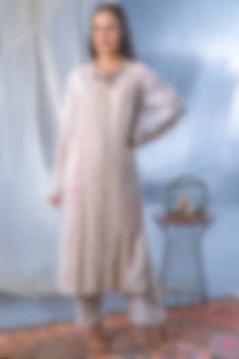 Off-White Georgette Printed Kurta Set For Girls by Soniya G KIDS at Pernia's Pop Up Shop