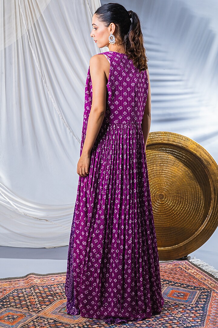 Purple Georgette Printed Lehenga Set For Girls by Soniya G KIDS at Pernia's Pop Up Shop