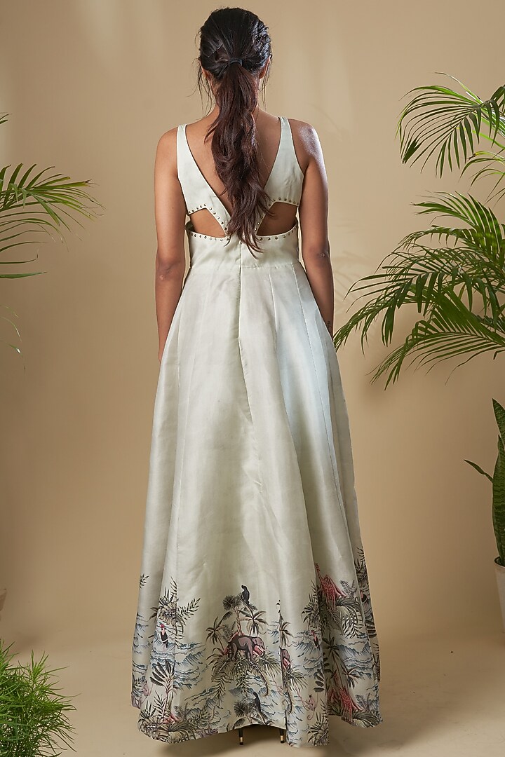 Mint Green Cotton Silk Maxi Dress For Girls by Soniya G KIDS at Pernia's Pop Up Shop