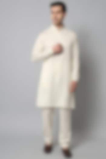 Creme Cotton Silk Kurta Set For Boys by Soniya G KIDS at Pernia's Pop Up Shop