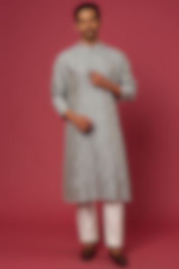 Melange Grey Embroidered Kurta Set For Boys by Soniya G KIDS at Pernia's Pop Up Shop
