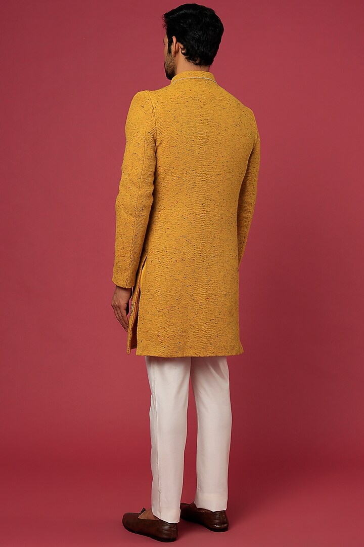 Mustard Embroidered Indo Western Set For Boys by Soniya G KIDS at Pernia's Pop Up Shop