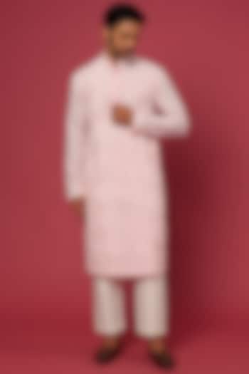 Baby Pink Thread Embroidered Kurta Set For Boys by Soniya G KIDS at Pernia's Pop Up Shop