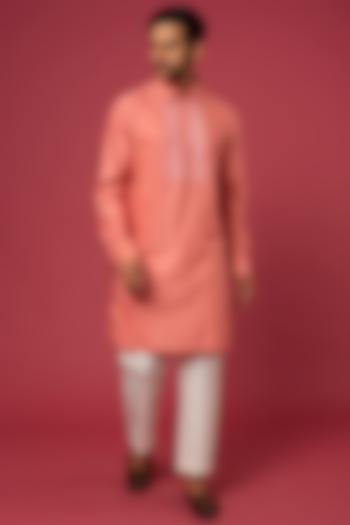Taupe Pink Embroidered Kurta Set For Boys by Soniya G KIDS at Pernia's Pop Up Shop