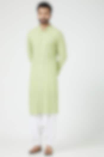 Mint Green Lucknowi Kurta Set For Boys by Soniya G KIDS