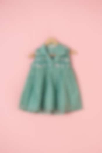 Powder Blue Chanderi Machine Embroidered Flowy Dress For Girls by SnuggleMe