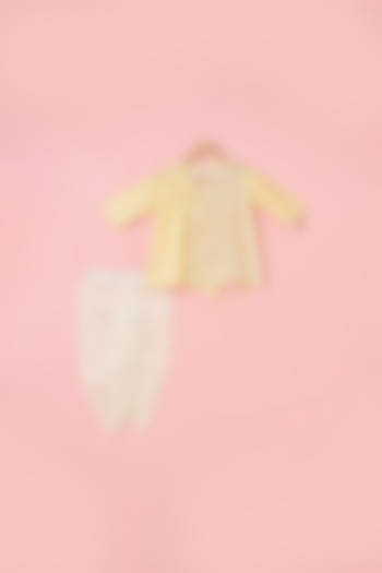 Yellow Chanderi Machine Embroidered Kurta Set For Boys by SnuggleMe