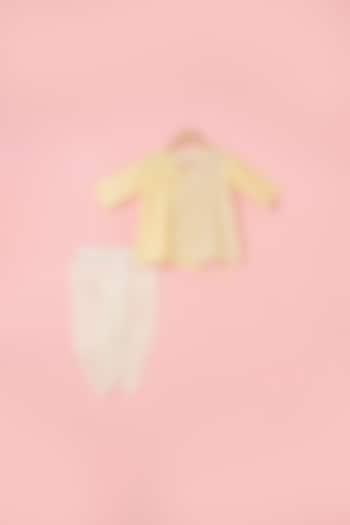 Yellow Chanderi Machine Embroidered Kurta Set For Boys by SnuggleMe