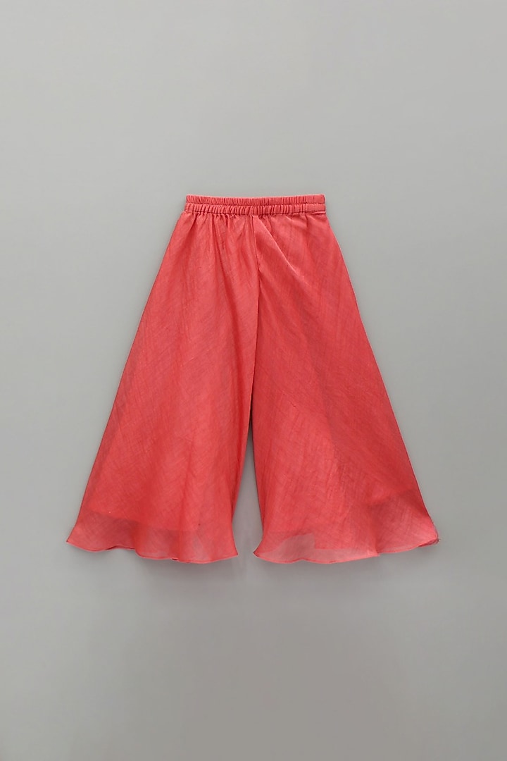Red Chanderi Thread Embroidered Kurta Set For Girls by SnuggleMe at Pernia's Pop Up Shop