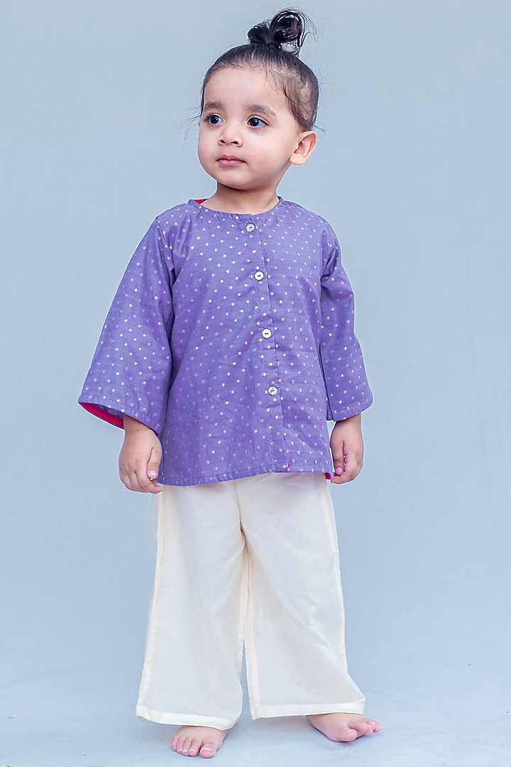 Mauve Dots Chanderi Zari Shirt by SnuggleMe