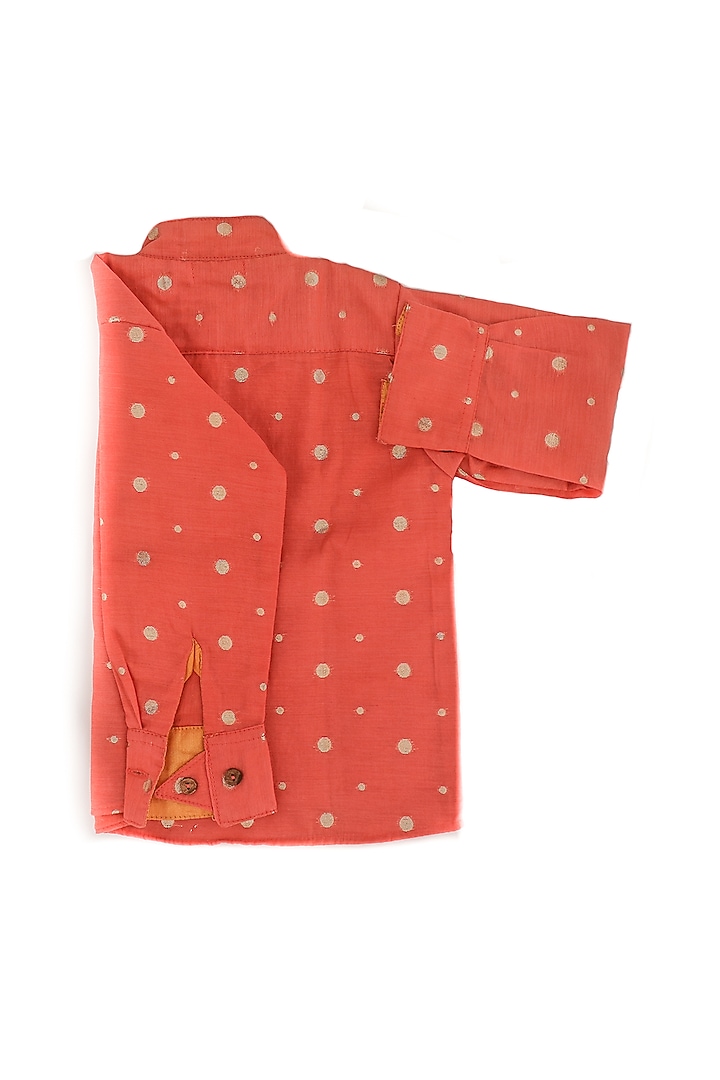 Reddish-Orange Embroidered Shirt For Boys by SnuggleMe at Pernia's Pop Up Shop