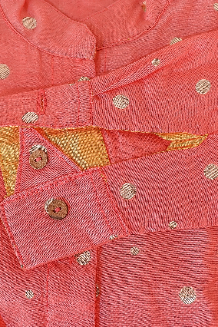 Reddish-Orange Embroidered Shirt For Boys by SnuggleMe at Pernia's Pop Up Shop