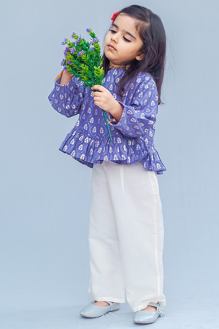 Purple Chanderi Co-Ord Set For Girls by SnuggleMe