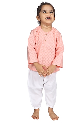 Peach Cotton Kurta Set by SnuggleMe
