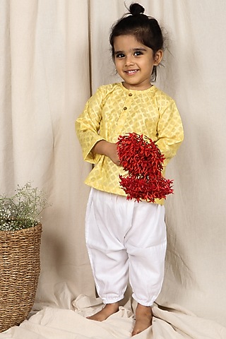 Yellow Cotton Kurta Set by SnuggleMe