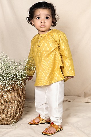 Yellow Silk Kurta Set by SnuggleMe