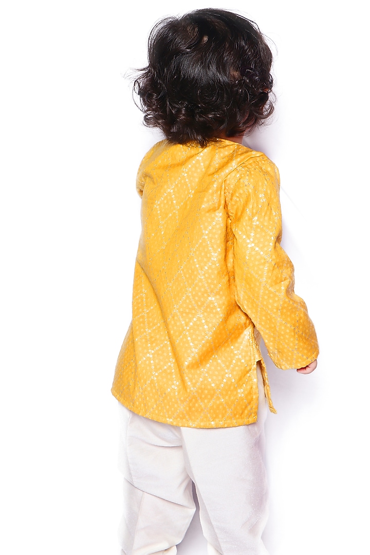 Yellow Silk Kurta Set by SnuggleMe at Pernia's Pop Up Shop