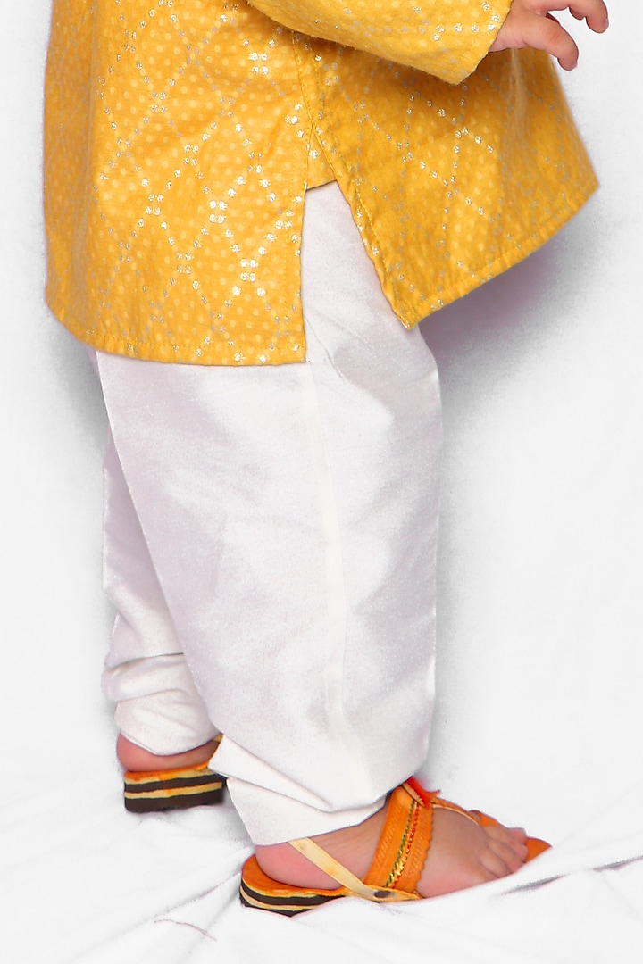 Yellow Silk Kurta Set by SnuggleMe at Pernia's Pop Up Shop