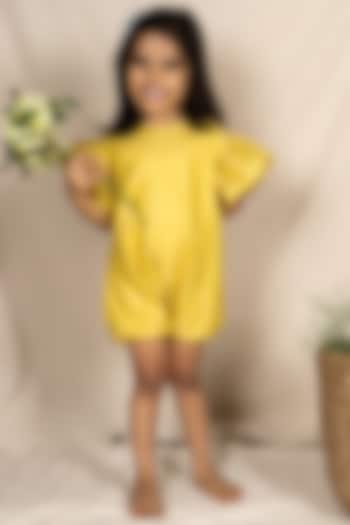 Yellow Cotton Playsuit For Girls by SnuggleMe