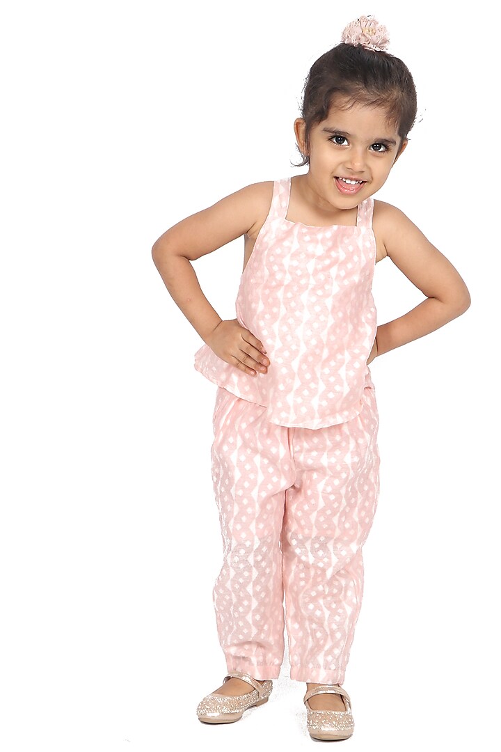 Baby Pink Cotton Jumpsuit For Girls by SnuggleMe at Pernia's Pop Up Shop