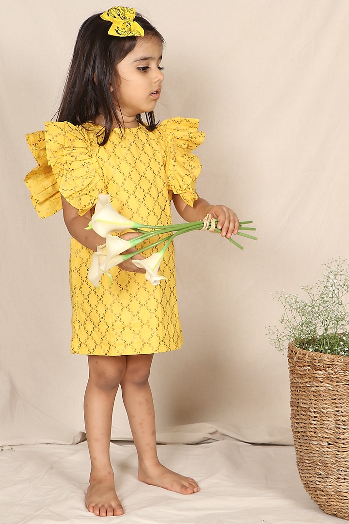 Dandelion Yellow Ruffled Dress For Girls by SnuggleMe