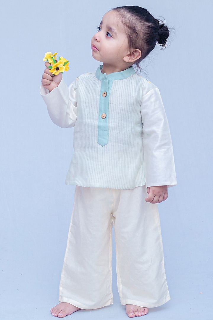 Off-White Printed Kurta For Boys by SnuggleMe