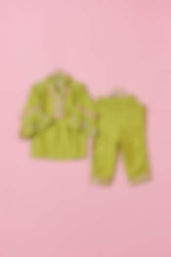Green Pure Modal Silk Kurta Set For Girls by SnuggleMe