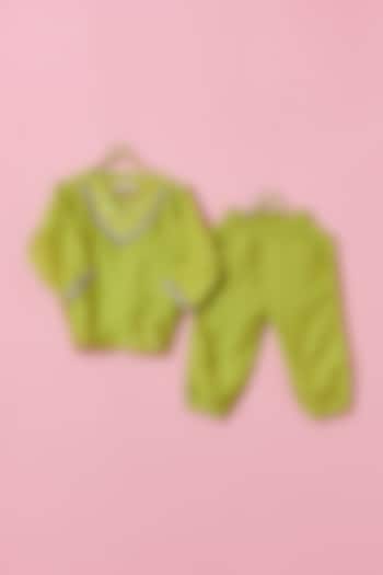 Green Pure Modal Silk Kurta Set For Boys by SnuggleMe