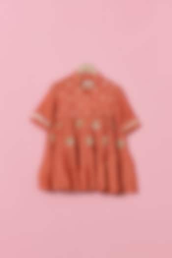 Orange Pure Modal Silk Dress For Girls by SnuggleMe