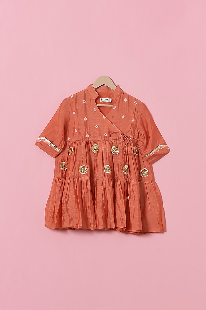 Orange Pure Modal Silk Dress For Girls by SnuggleMe