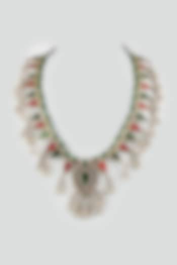 Antique Finish Glass-Cut Kundan Necklace by Shringaaar