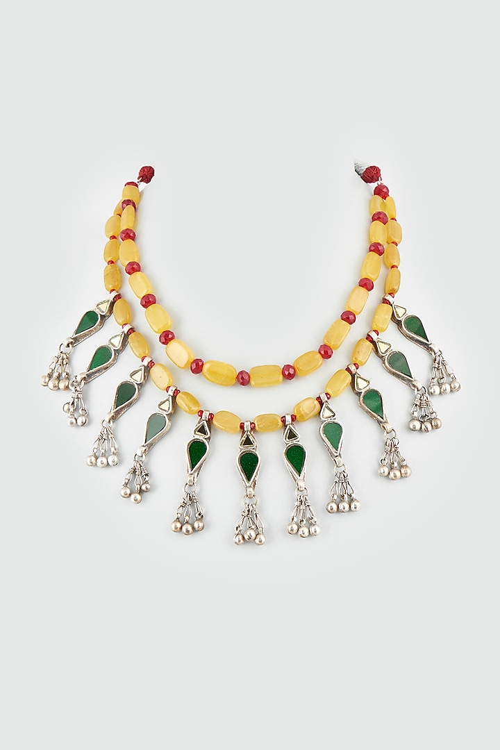 Green Embellished Necklace by Shringaaar