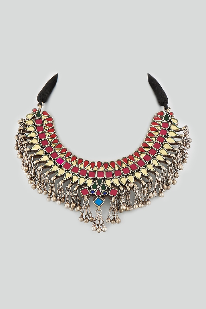 Antique Finish Necklace With Synthetic Stones by Shringaaar