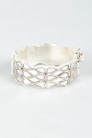 White Finish Synthetic Stones Bangles (Set of 2) by Shringaaar