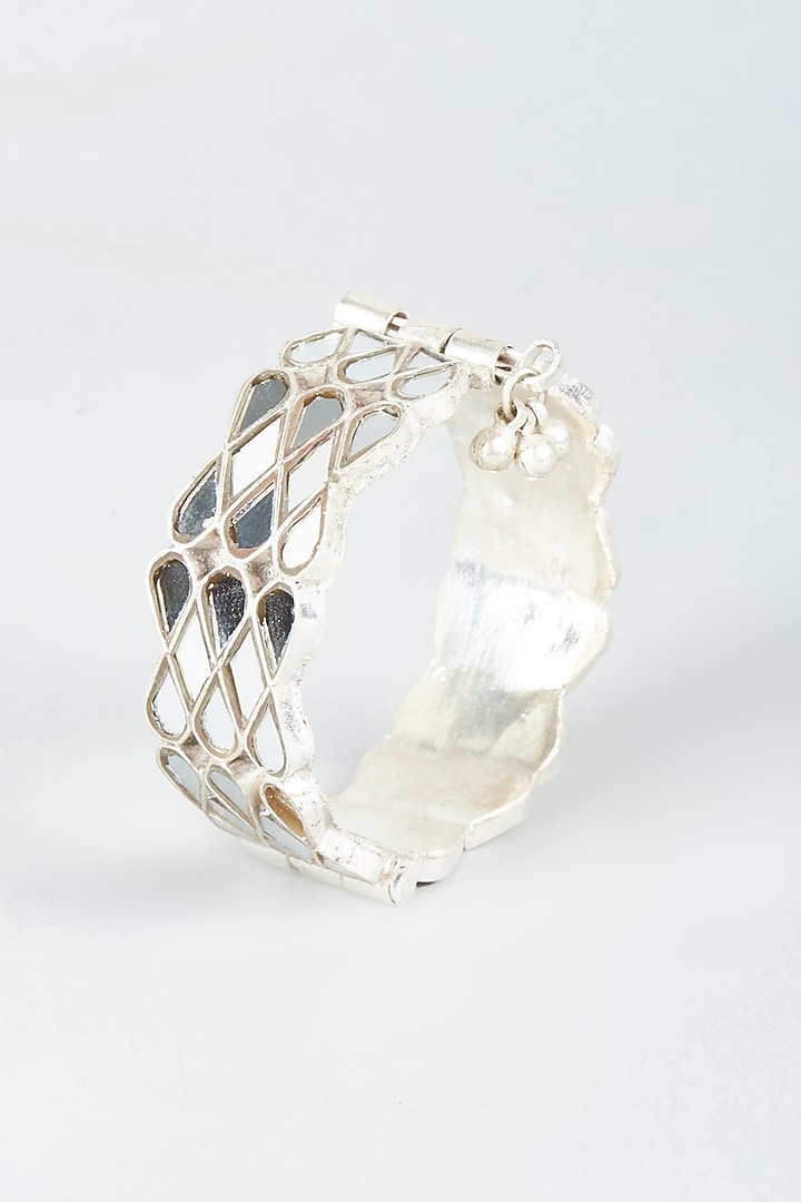 White Finish Synthetic Stones Bangles (Set of 2) by Shringaaar at Pernia's Pop Up Shop