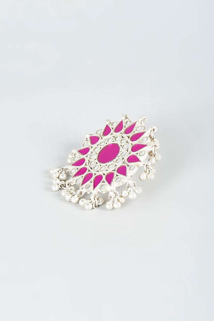White Finish Ring With Kundan by Shringaaar at Pernia's Pop Up Shop