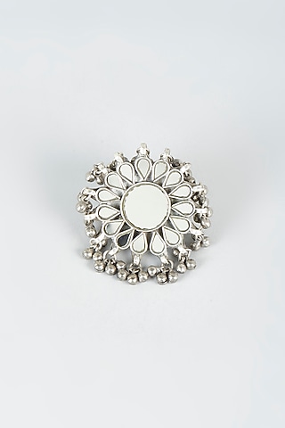 Antique Finish Ring With Glass Kundan by Shringaaar