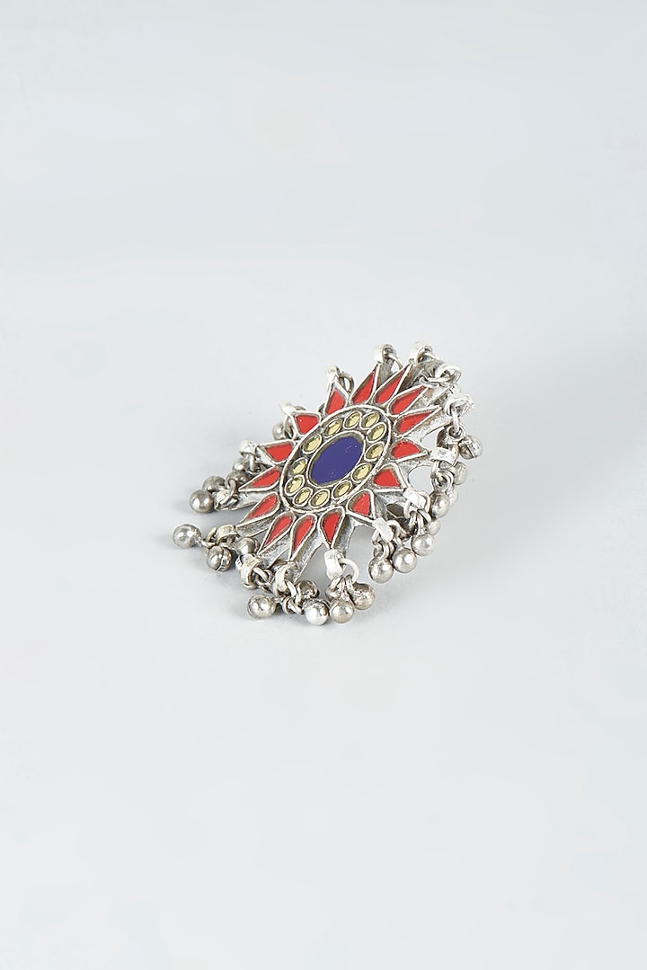 Antique Finish Alloy Ring With Glass Kundan by Shringaaar at Pernia's Pop Up Shop