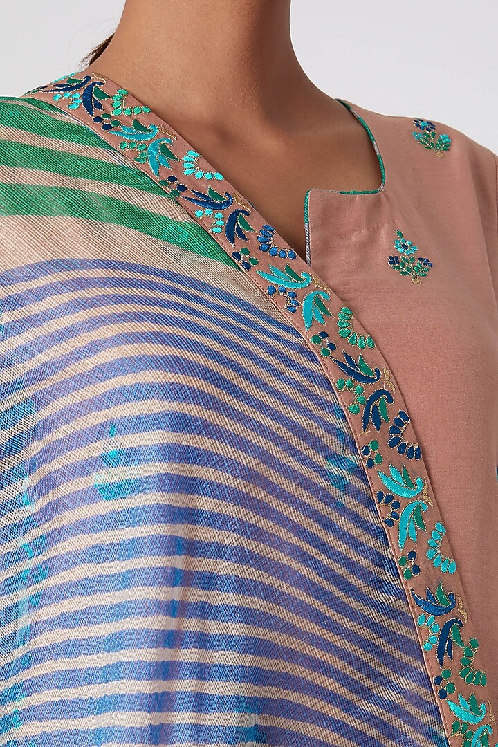 Cobalt Blue & Beige Embroidered Wedding Sharara Set by Sunira at Pernia's Pop Up Shop