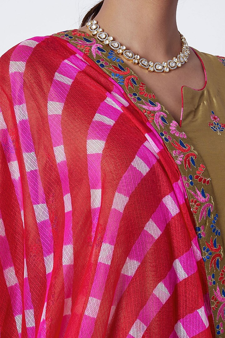 Red & Pink Embroidered Wedding Sharara Set by Sunira at Pernia's Pop Up Shop